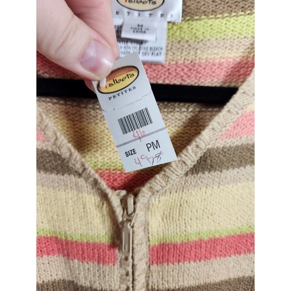 Talbots Multicolor Full Zip Pastel Striped Knit Long Sleeve Cardigan Size M NWT - Picture 5 of 7